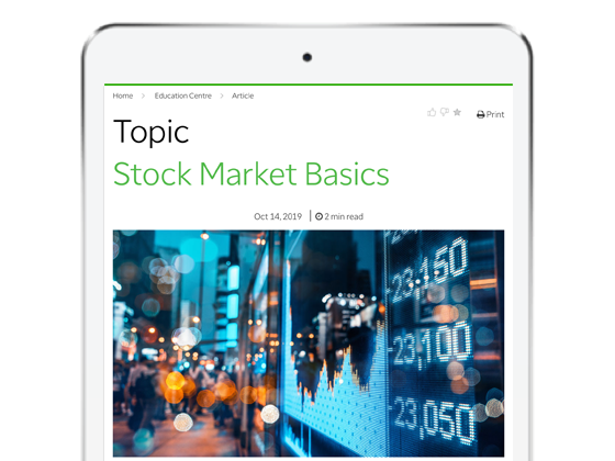 iPad with stock market education